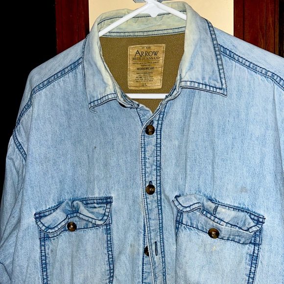 VINTAGE hippie denim button down shirt - Picture 2 of 5